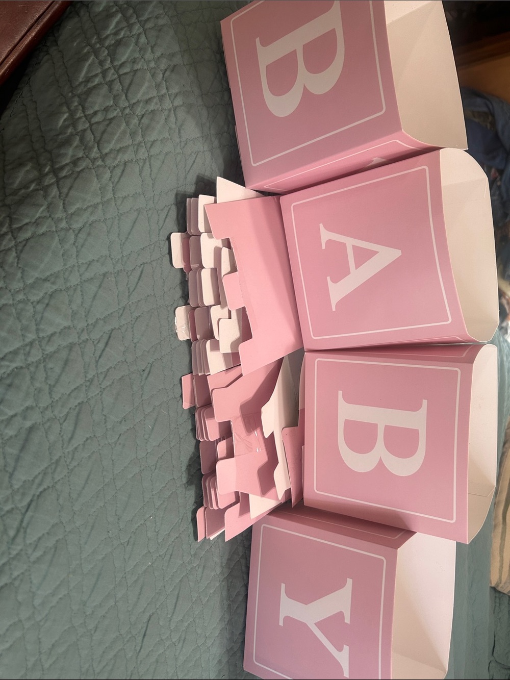 Pink Baby Blocks Party Decor - 'BABY' Letter Blocks